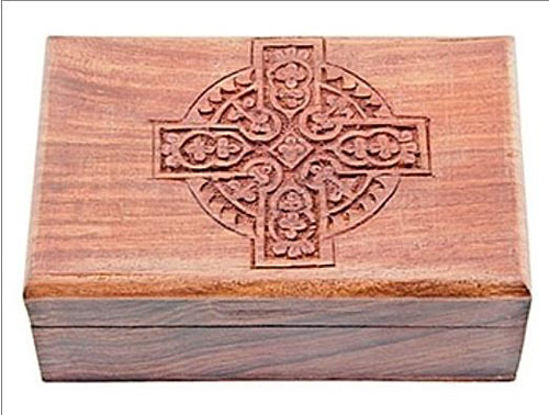 Celtic Cross Carved Wooden Box