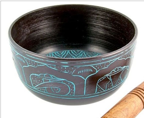 Turquoise Lord Buddha Tibetan Meditation Singing Bowl - 7.5 inch