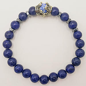 Blue Stone Power Bracelet with Lapis Charm